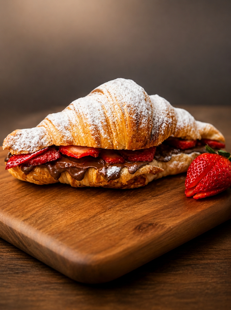 Croissant de Nutella com morango